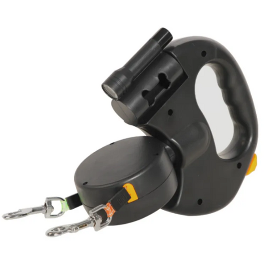 The Double Trouble — Retractable Leash for Two Dogs